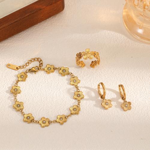 Parures de bijoux en acier inoxydable Saint, Acier inoxydable 304, Placage de couleur d'or, bijoux de mode & styles différents pour le choix & avec strass, doré, Vendu par PC