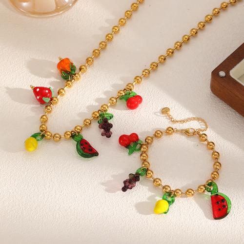 Parures de bijoux en acier inoxydable Saint, Acier inoxydable 304, avec résine, Placage, bijoux de mode, plus de couleurs à choisir, Vendu par PC