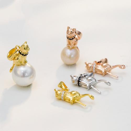 925 Sterling Silver Peg Bail, Cat, DIY & with rhinestone Applicable to stone size 10-16mm [