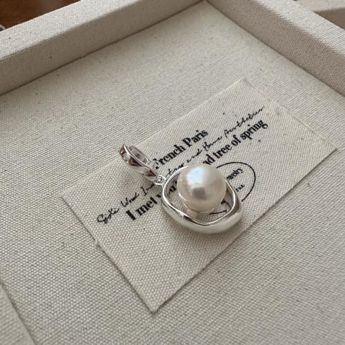 Pendentifs en argent, Argent sterling 925, avec perle de plastique, DIY & creux, pendant length 10-20mm, Vendu par PC