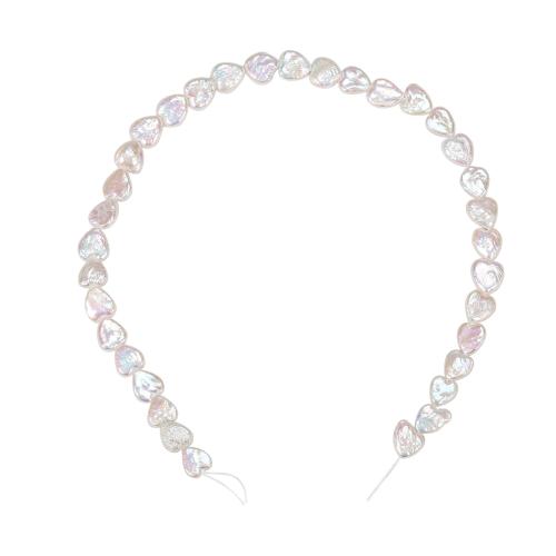 Naturel d'eau douce perles, perle d'eau douce cultivée, coeur, blanc Vendu par brin