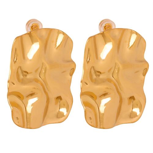 Titanium Steel Earrings, gold color plated, fashion jewelry & for woman 