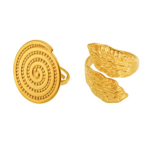 Bague en acier inoxydable, Acier inoxydable 304, Placage, bijoux de mode & styles différents pour le choix & pour femme, doré Vendu par PC