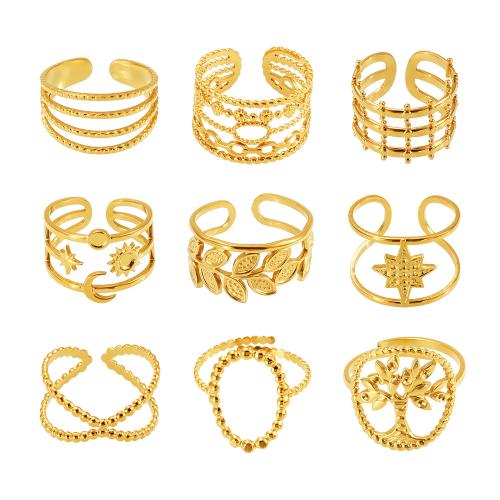 Bague en acier inoxydable, Acier inoxydable 304, Plaqué or 18K, styles différents pour le choix & pour femme & creux Vendu par PC