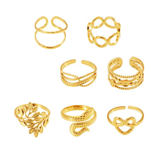 Bague en acier inoxydable, Acier inoxydable 304, Plaqué or 18K, styles différents pour le choix & pour femme & creux, Vendu par PC