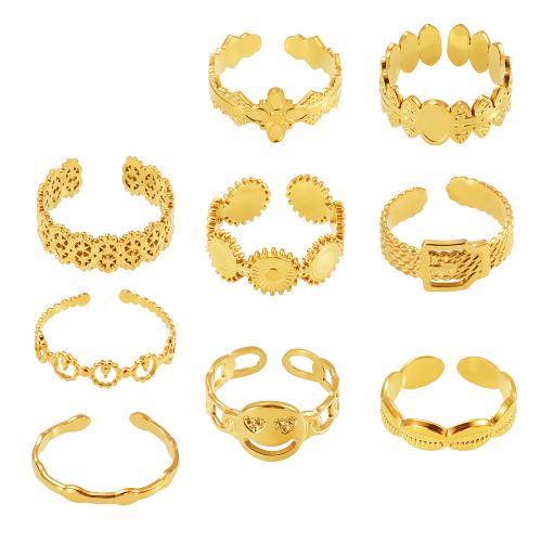 Bague en acier inoxydable, Acier inoxydable 304, Placage, styles différents pour le choix & pour femme & creux, doré Vendu par PC