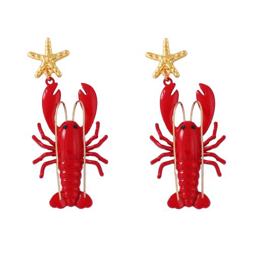 Zinc Alloy Drop Earring, Lobster, stoving varnish, fashion jewelry & for woman, red 