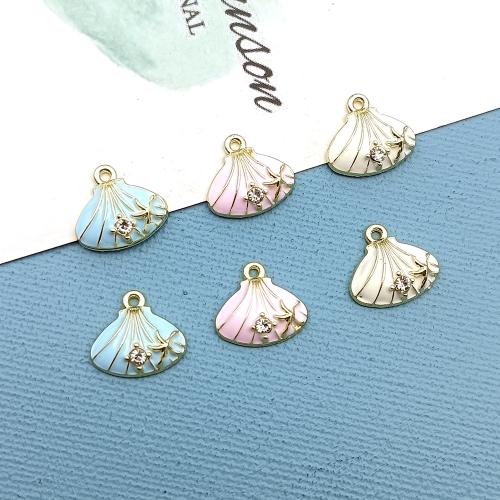 Colgantes de esmalte de la aleación del cinc, aleación de zinc, Nácar, chapado en color dorado, Bricolaje & con diamantes de imitación, más colores para la opción, 13x14mm, 100PCs/Bolsa, Vendido por Bolsa