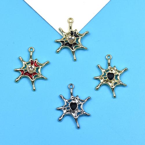 Pendentifs de stras en alliage Zinc, alliage de zinc, toile d'araignée, DIY & avec strass & creux, plus de couleurs à choisir Vendu par sac