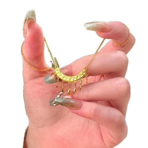 Collier en laiton cubique Zircon Micro Pave, avec zircon cubique, avec 5cm chaînes de rallonge, Placage, bijoux de mode & pour femme, Or Environ 40 cm, Vendu par PC
