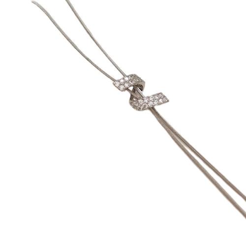 Brass Sweater Kette Halskette, Messing, mit kubischer Zirkonia, mit Verlängerungskettchen von 5cm, plattiert, Modeschmuck & für Frau, Länge:ca. 40 cm, verkauft von PC