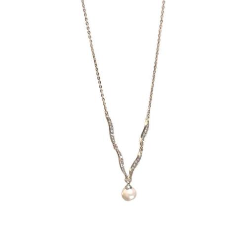 Collier en laiton cubique Zircon Micro Pave, avec Des billes de verre & zircon cubique, avec 5cm chaînes de rallonge, Placage, bijoux de mode & pour femme Environ 40 cm, Vendu par PC