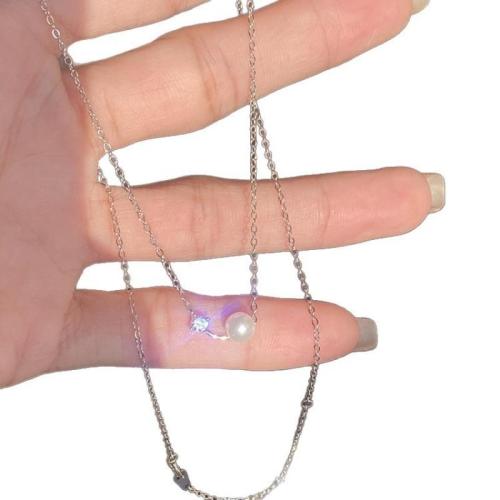 Collier en laiton strass, avec verre, avec 5cm chaînes de rallonge, Placage, bijoux de mode & pour femme & avec strass Environ 40 cm, Vendu par PC