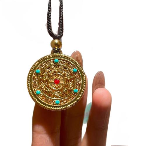 Brass Jewelry Necklace, with Polyester Cord & Resin, plated, fashion jewelry & for woman Approx 40 cm 