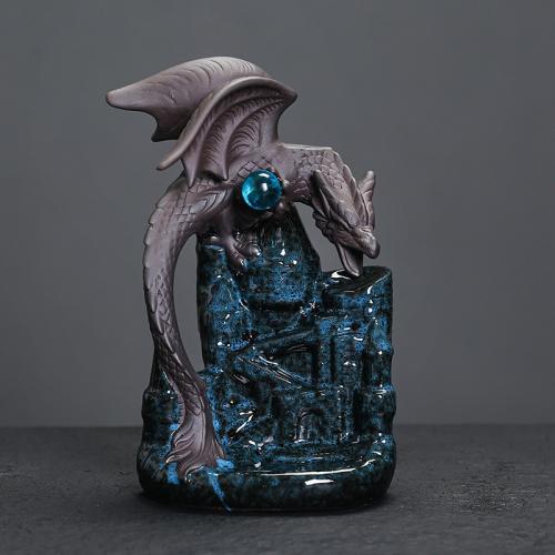 Incense Smoke Flow Backflow Holder Ceramic Incense Burner, Porcelain, handmade, for home and office, blue 