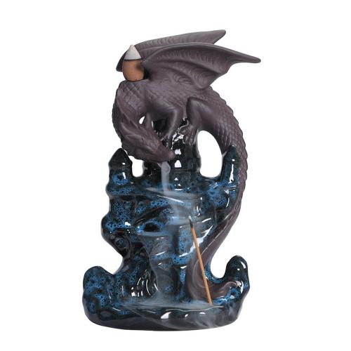 Incense Smoke Flow Backflow Holder Ceramic Incense Burner, Porcelain, handmade, for home and office, blue 