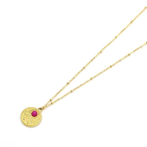 304 Stainless Steel Sweater Necklace, with Natural Stone, gold color plated, fashion jewelry 