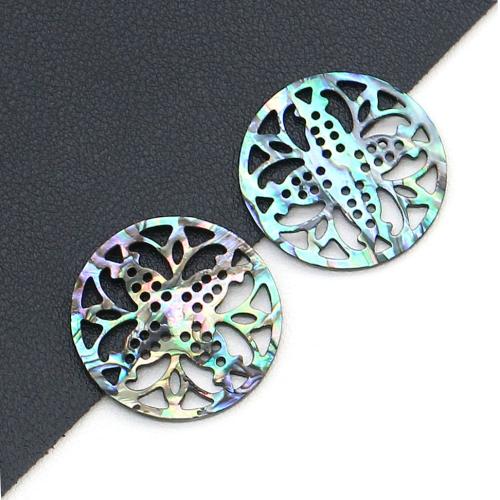 Abalone Shell Pendant, Round, natural & DIY & hollow, 30mm [