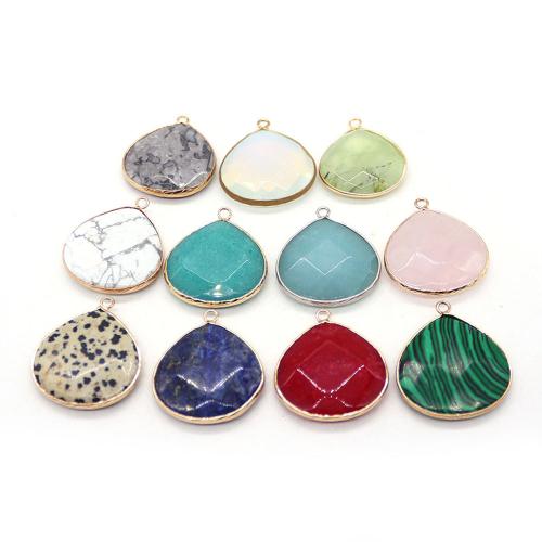 Gemstone Jewelry Pendant, Natural Stone, with Zinc Alloy, Teardrop, plated, DIY 