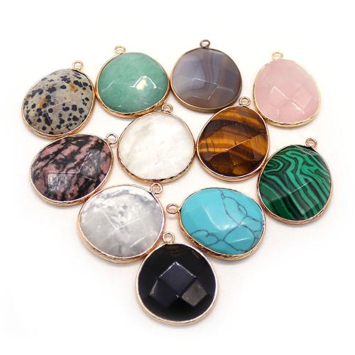 Gemstone Jewelry Pendant, Natural Stone, with Zinc Alloy, plated, DIY 20-30mm 