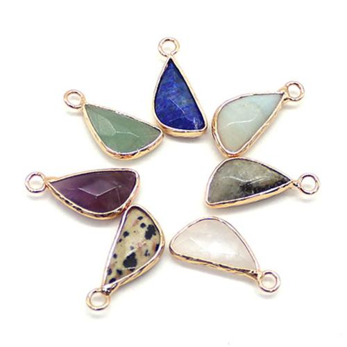 Gemstone Jewelry Pendant, Natural Stone, with Zinc Alloy, Triangle, plated, DIY 