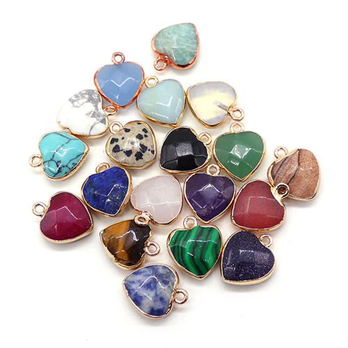 Gemstone Jewelry Pendant, Natural Stone, with Zinc Alloy, Heart, plated, DIY 