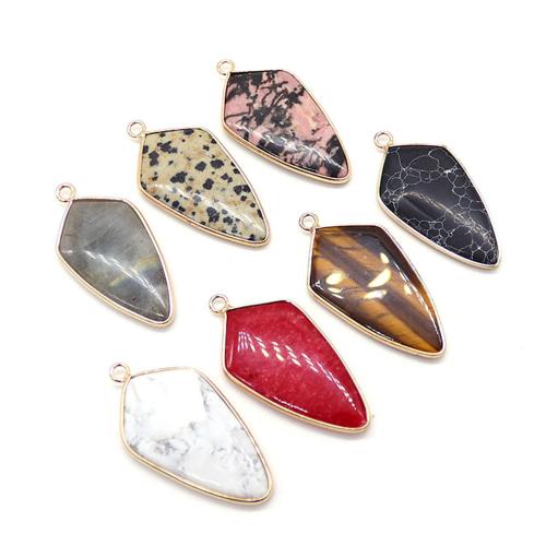 Gemstone Jewelry Pendant, Natural Stone, with Zinc Alloy, plated, DIY 