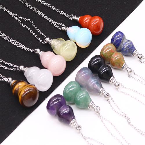 Pierre naturelle Collier de bouteille de parfum, avec 304 chaîne en acier inoxydable, peut s’ouvrir et mettre dans quelque chose & différents matériaux pour le choix & unisexe Environ 41-50 cm, Vendu par PC