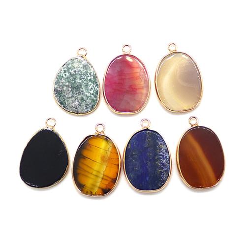Gemstone Jewelry Pendant, Natural Stone, with Zinc Alloy, plated, DIY 