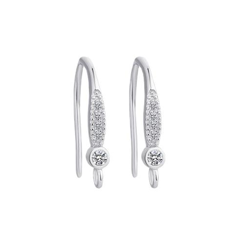 925 Sterling Silver Earring Drop Component, platinum plated, DIY & with rhinestone, earring drop component length 15-20mm [