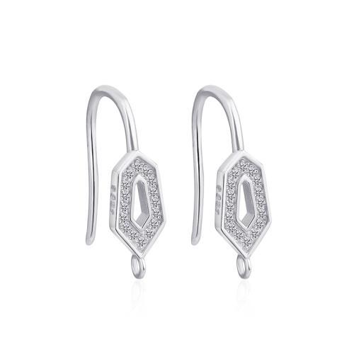 925 Sterling Silver Earring Drop Component, Geometrical Pattern, DIY & micro pave cubic zirconia earring drop component length 15-20mm [
