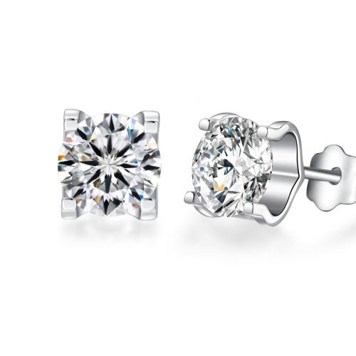Sterling Silver Stud Earring, Argent sterling 925, avec Moissanite, normes différentes pour le choix & pour femme, Vendu par paire