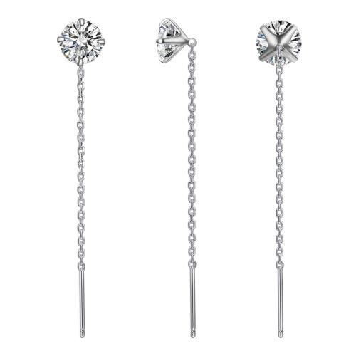 Argent sterling 925 boucles d'oreilles chaîne, avec Moissanite, normes différentes pour le choix & pour femme, 40mm, Vendu par paire