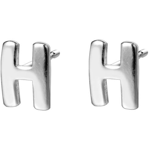 Sterling Silver Stud Earring, Argent sterling 925, Lettre d’alphabet, Plaqué de platine, styles différents pour le choix & pour femme, 5mm, Vendu par PC