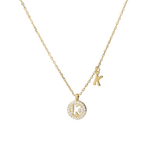 Argent sterling 925 collier, avec 2.4inch chaînes de rallonge, Lettre d’alphabet, styles différents pour le choix & pavé de micro zircon & pour femme, plus de couleurs à choisir Environ 17.7 pouce, Vendu par PC