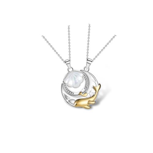 Argent sterling 925 parure de bijoux, avec coquille, styles différents pour le choix & pavé de micro zircon & pour le couple, Vendu par PC