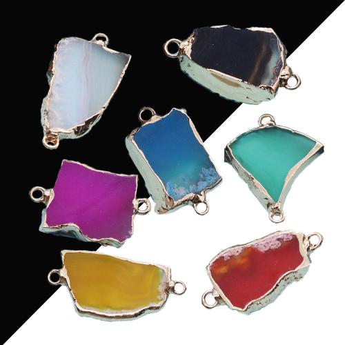 Natural Stone Pendant, with Brass, gold color plated, random style & DIY 15-35mm 