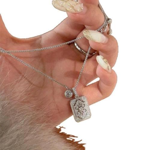 Collier en laiton strass, avec 5cm chaînes de rallonge, Placage, bijoux de mode & pour femme & avec strass Environ 40 cm, Vendu par PC
