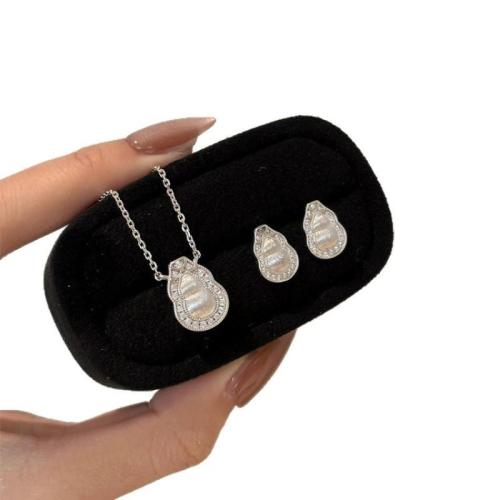 Zircon cubique Micro Pave parures de bijoux en laiton, avec zircon cubique, avec 5cm chaînes de rallonge, Placage, bijoux de mode & pour femme, Necklace 40+5cm, Vendu par PC