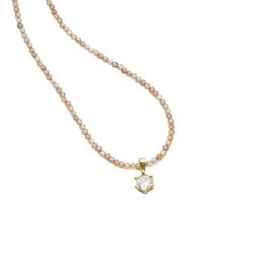 Collier en laiton cubique Zircon Micro Pave, avec Des billes de verre & zircon cubique, avec 5cm chaînes de rallonge, Placage, bijoux de mode & pour femme Environ 40 cm, Vendu par PC