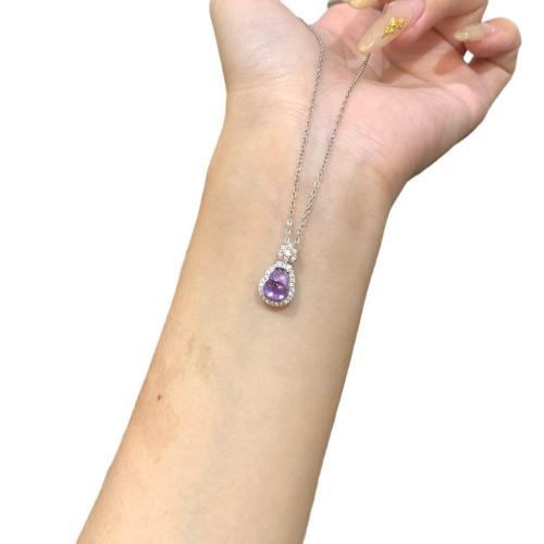 Collier en laiton cubique Zircon Micro Pave, avec zircon cubique, avec 5cm chaînes de rallonge, Placage, bijoux de mode & pour femme, violet Environ 40 cm, Vendu par PC