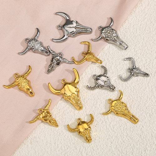 Pendentifs d'animaux en acier inoxydable , Acier inoxydable 304, Corne, Placage, bijoux de mode, plus de couleurs à choisir Vendu par sac