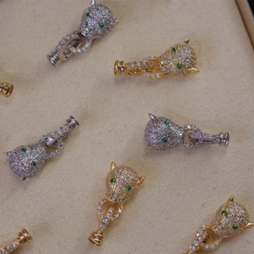 Sterlingsilber Kneifen Schlaufe, 925er Sterling Silber, Leopard, DIY & Micro pave Zirkonia, keine, 20.82mm, verkauft von PC[