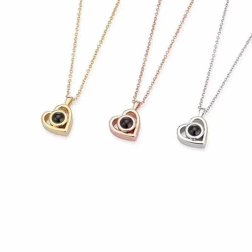 925 Sterling Silver Miniature Projection Necklace, Heart, cross chain & Unisex & hollow Approx 16-20 Inch 