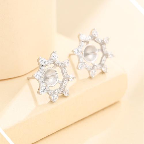 Sterling Silver Earring Stud Component, 925 Sterling Silver, platinum plated, DIY & with rhinestone 