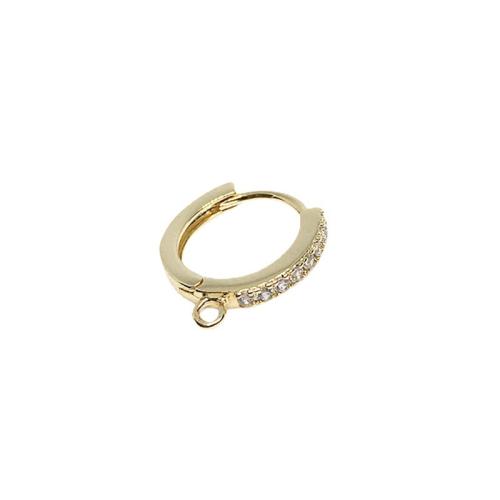 Brass Hoop Earring Components, plated, DIY & micro pave cubic zirconia, 13.6mm 