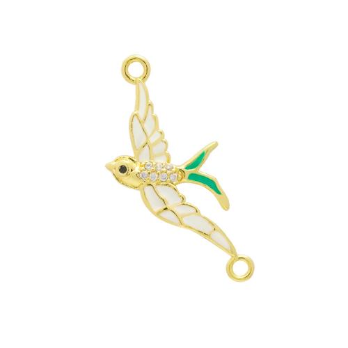 Цирконий Микро вымощает Латунный разъем, Латунь, Ласточка, плакирован золотом, DIY & инкрустированное микро кубического циркония & эмаль, Много цветов для выбора продается PC