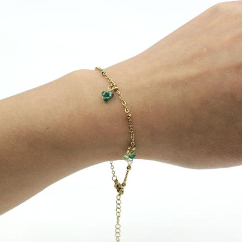 acero inoxidable 304 Pulsera, con Cristal, chapado en color dorado, Joyería, verde, Vendido por UD