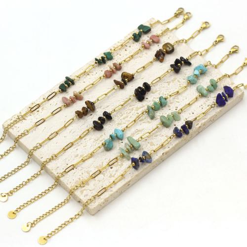 acero inoxidable 304 Pulsera, con Piedra natural, chapado en color dorado, Joyería, más colores para la opción, Vendido por UD