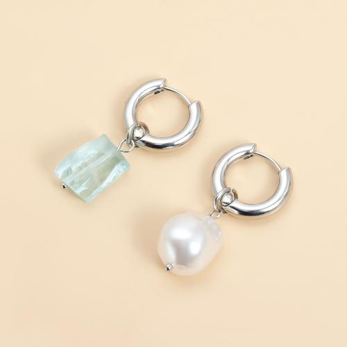 asymmetrische Ohrringe, Zinklegierung, mit Kunststoff Perlen & Acryl, goldfarben plattiert, Modeschmuck, keine, verkauft von Paar